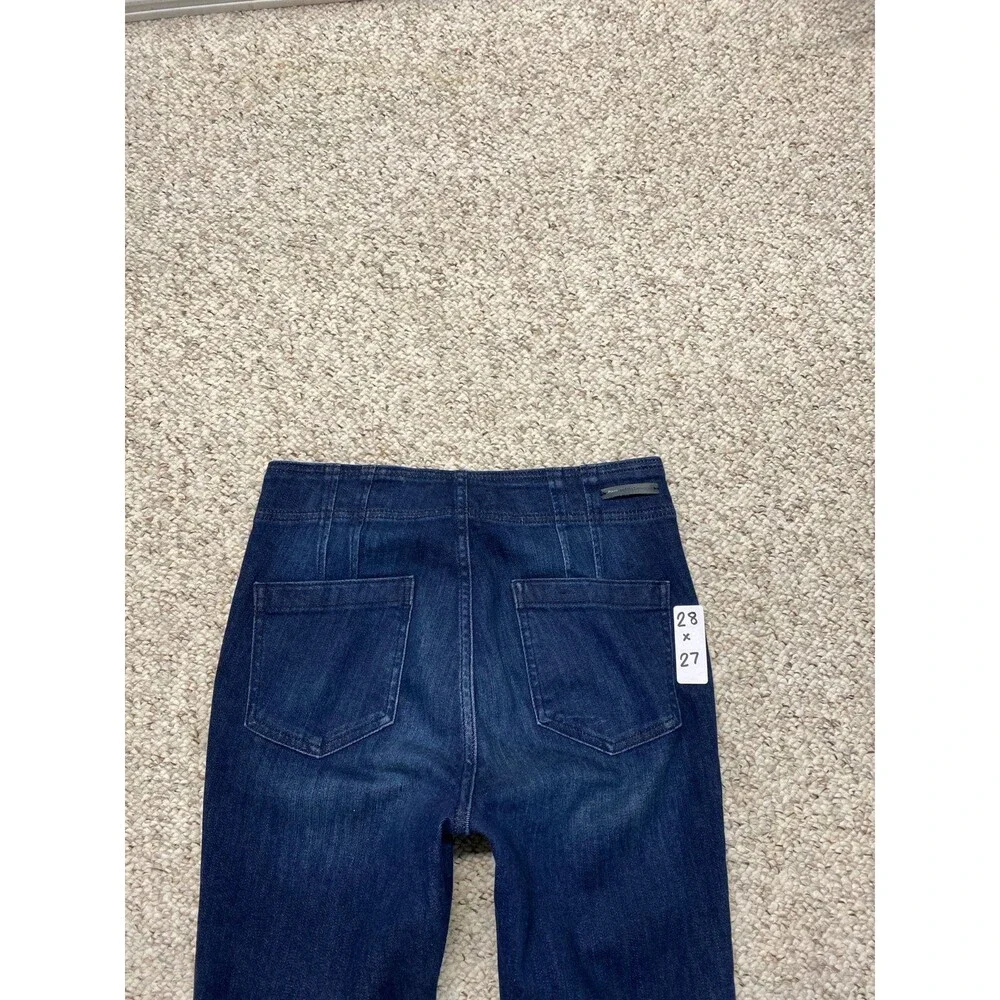 ANTHROPOLOGIE Pilcro Pleated High Rise Dark Wash Blue Denim Skinny Preppy 28